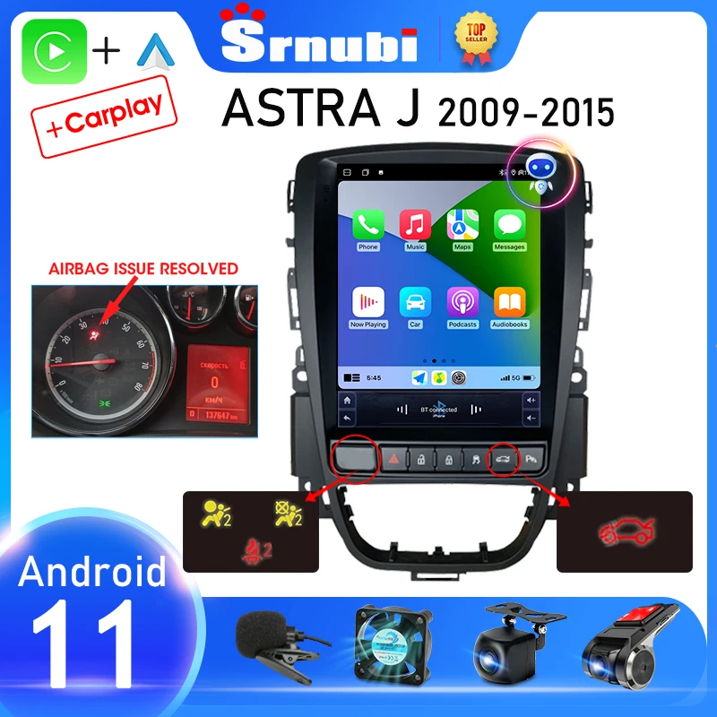 $124.39 Srnubi Android 11 For Tesla Style Unit Car Radio for Opel Astra J Verano 2007 - 2014 Multimedia Player 2 Din Carplay stereo DVD