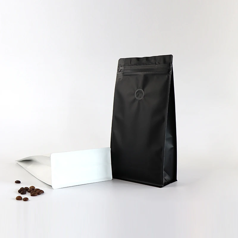 

10Pcs Aluminum Foil Eight Side Square Bottom Standing Zipper Packaging Coffee Bean Sealable Bag Coffee Powder Ziplock Pouch