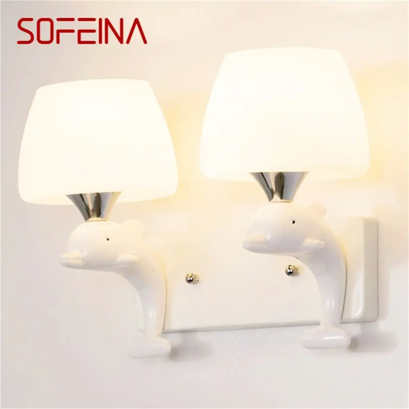 

SOFEINA Wall Lights Modern LED Lamps Creative Cartoon Indoor White Dolphin For Home Children Bedroom
