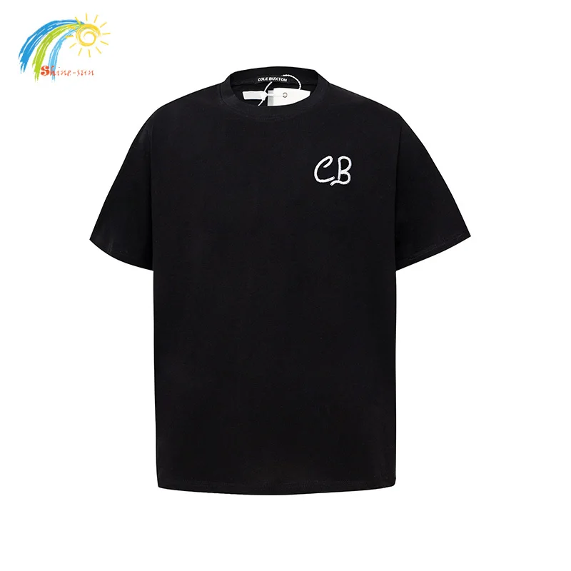 

Patch Scrawled Slogan Logo Embroidery Cole Buxton T-Shirt Men Women Casual Loose Brown Royal Blue Black White Tee Top With Tags