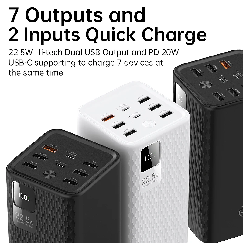 50000 мАч Power Bank PD 20 Вт Быстрая зарядка 22,5 Вт QC Powerbank Поддержка FCP AFC VOOC 22,5 Портативный PoverBank для Oppo Oneplus (art.: 3920d294af1fd) - 3920d294af1fd