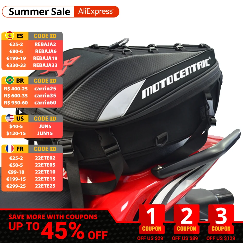 

NEW Motorcycle Tail Bag Carbon Fiber Waterproof Reflective Rear Seat Bag Moto Equipment Rainproof Saddle Bag High Capacity
