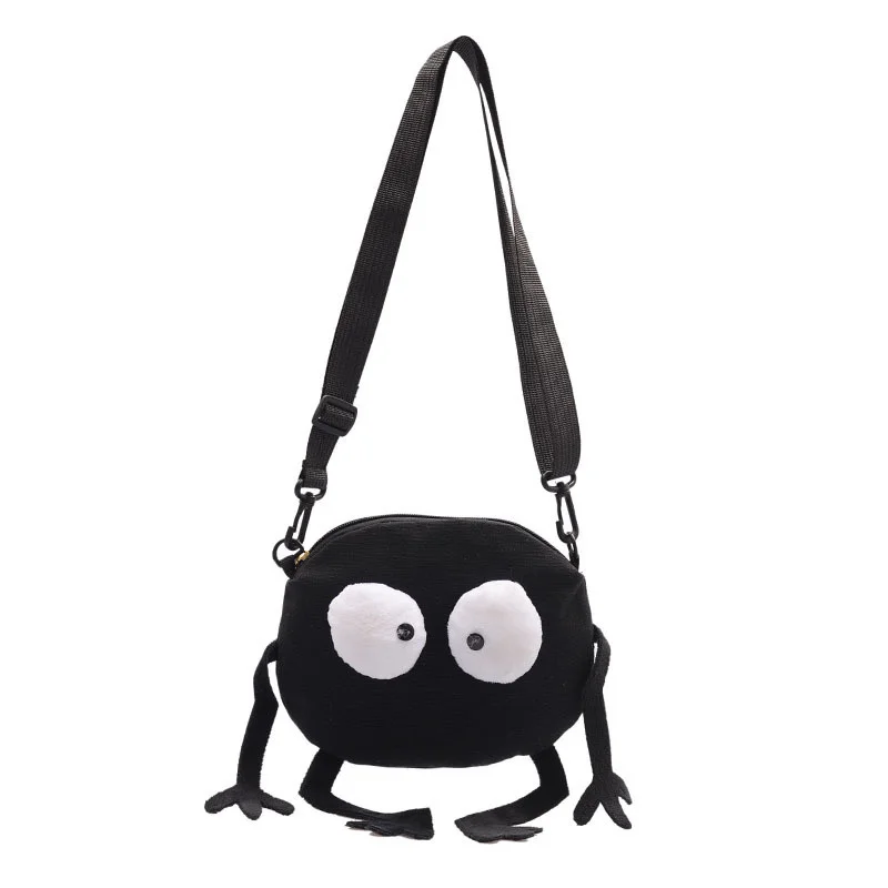 

Japanese Anime Hayao Miyazaki Spirited Away No Face Man Canvas Messenger Bags Shoulder Black Briquette Plush Backpack