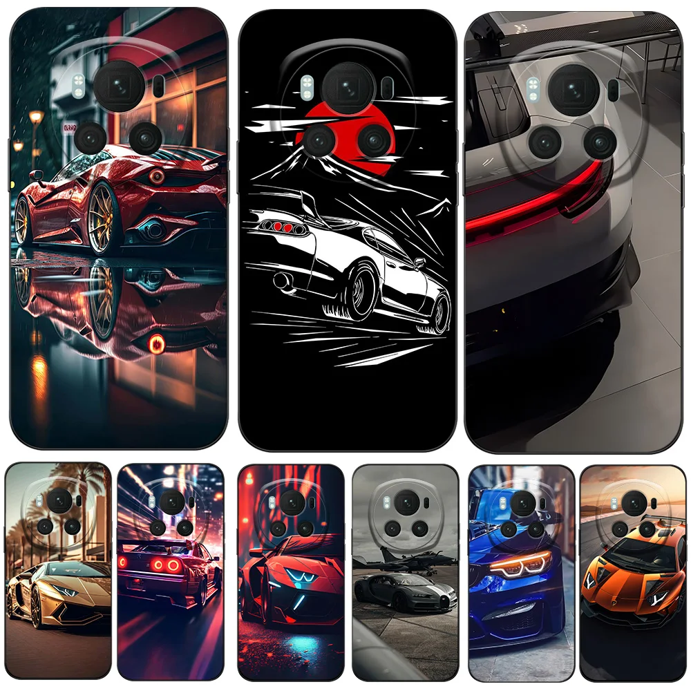 Для honor magic 6 pro чехол soft силиконовый на заднюю панель телефона черный ТПУ super cars race