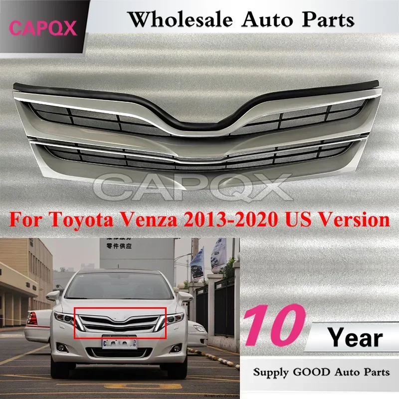 

Автомобильный сетчатый гриль CAPQX US Version, передний бампер, решетка радиатора, решетка радиатора для Toyota Venza 2013-2020, гоночные решетки 53101-0T020