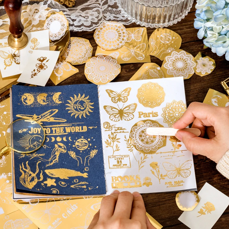 Натуральная поэзия Золотая фольга наклейка в виде бабочки скрапбукинг журнал