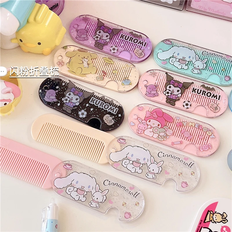 

1PC Cute Cartoon Melody Kuromi Folding Comb Hair Brushes For Baby Girls Travel Accessories Portable Folding Combs Dropshipping