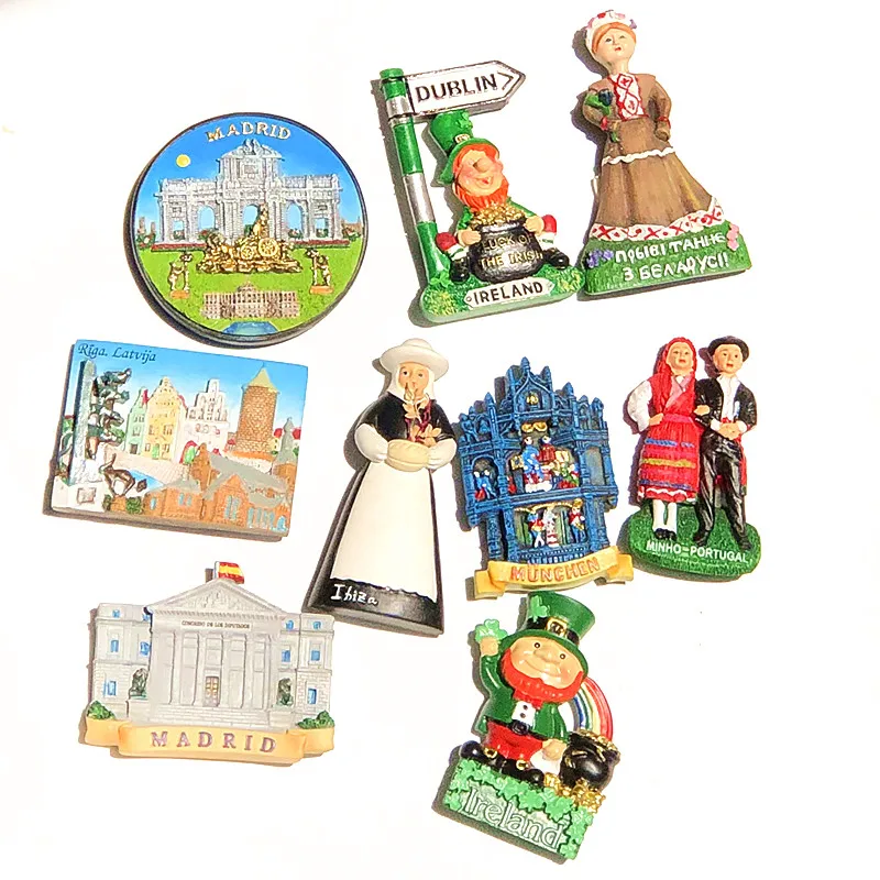 

Fridge Magnets France Germany Spain Russia Portugal Ireland Souvenir Collection Crafts Refridgerator Sticker Home Decor Gift