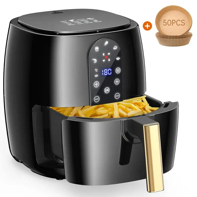 

Air Fryer, 5.2QT Air Fryer Oven Oilless Cooker, 5-in-1 Hot Air Fryers with Digital LED Touch Screen, 5 Preset Cookings, Dishwash