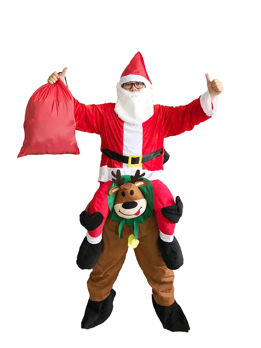 

JYZCOS Christmas Reindeer Cosplay Costume Santa Claus Elk Fancy Party Dress Halloween Role Play Suit For Men Women