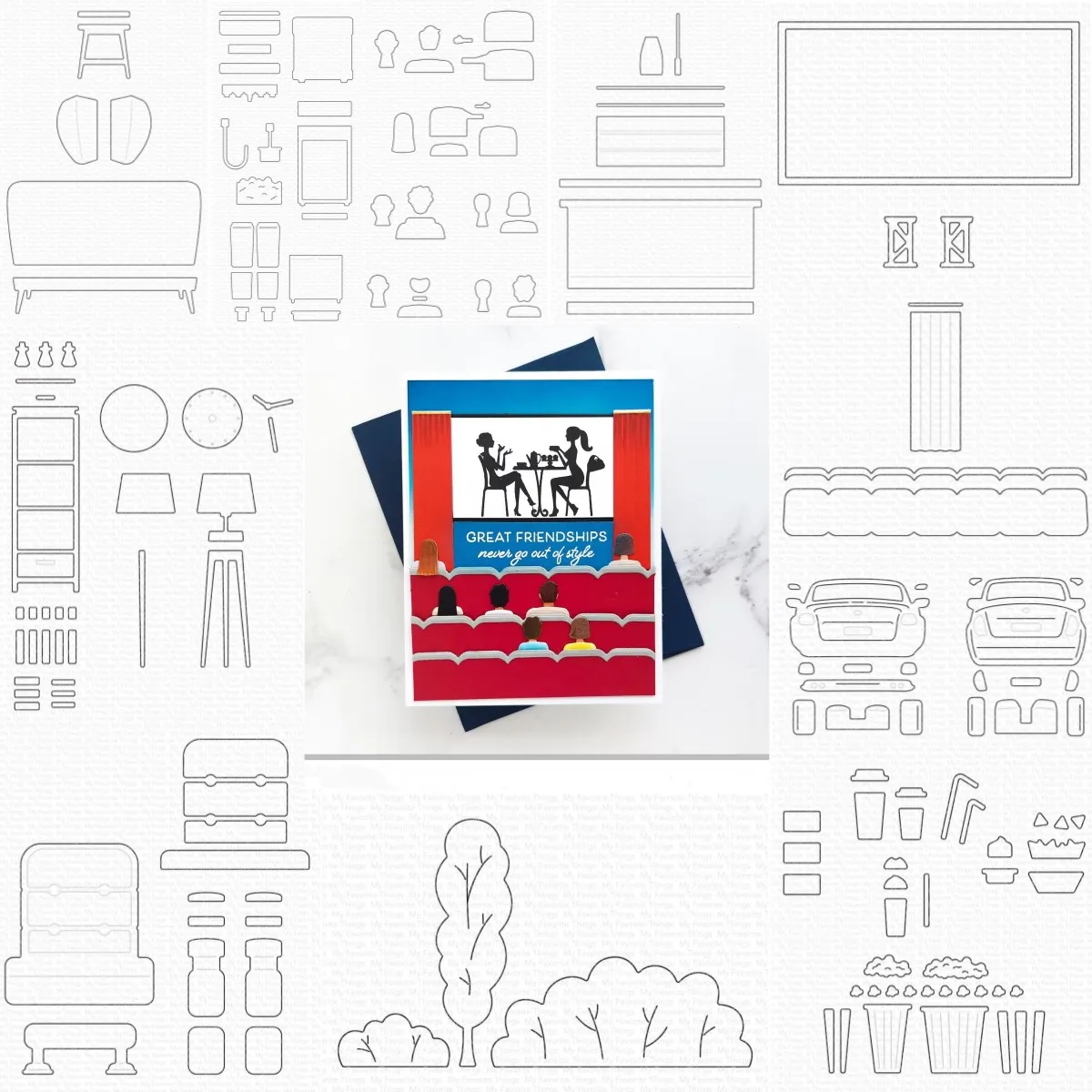 

2023 At The Movies Card Kit Metal Cutting Dies Clear Stamps Scrapbook Diary Decoration Embossing Template DIY Make Card Album