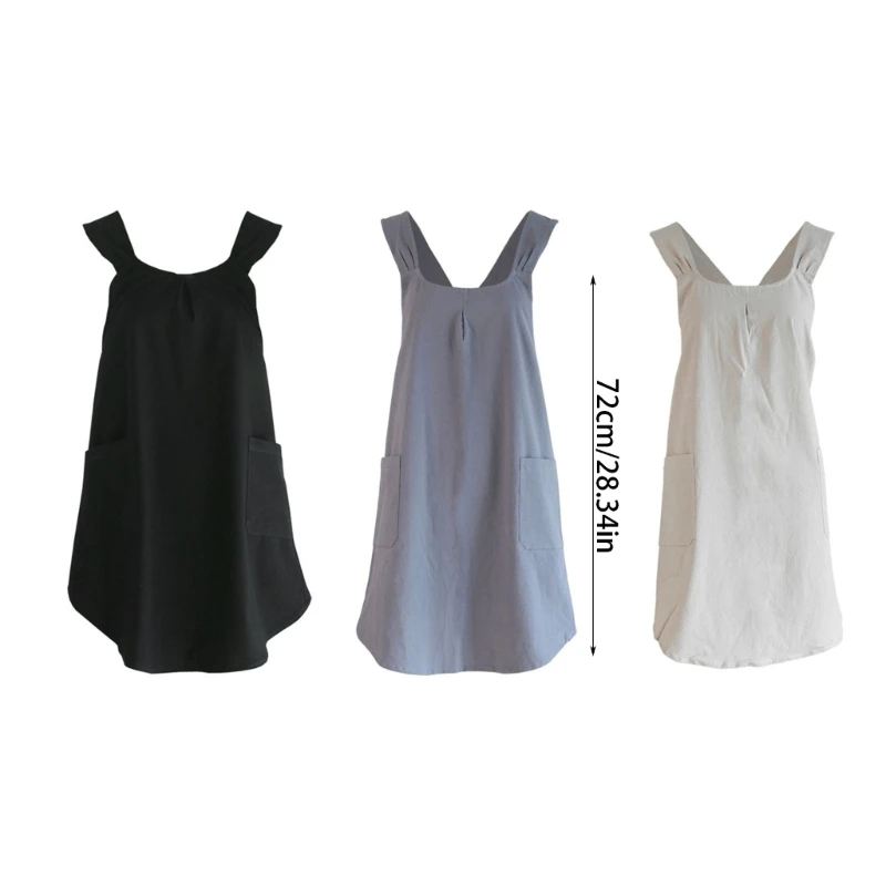 Удобный и легко чистящийся фартук из хлопка льна с перекрещенной спинкой