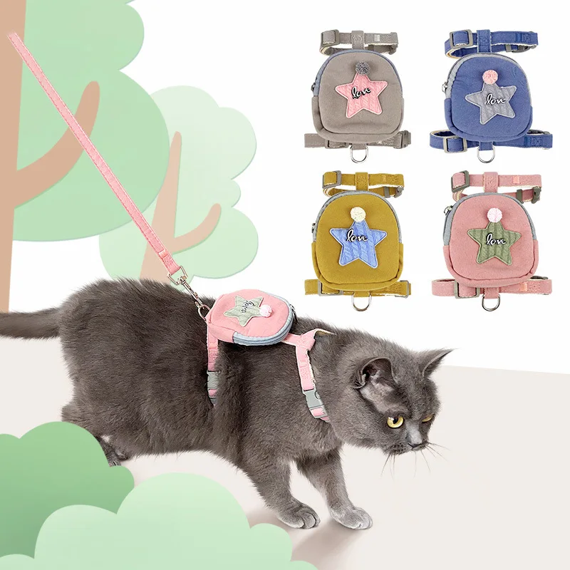 

Cat Traction Rope Kitten Dog Walking Dog Rope Nylon I-shaped Chest Strap Cat Traction Rope Storage Bag