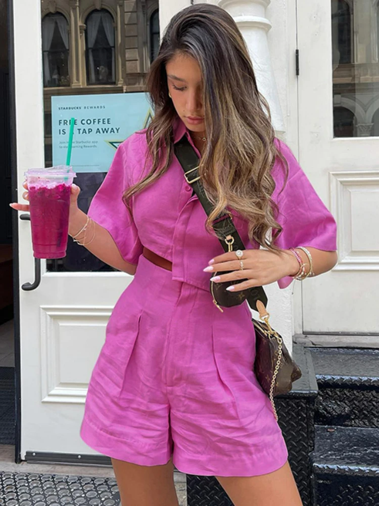 

Summer New In Fashion Short Top Irregular Shorts Fashionable Cotton Linen Casual Set 2 Piece Sets Womens Outfits Womens Outifits