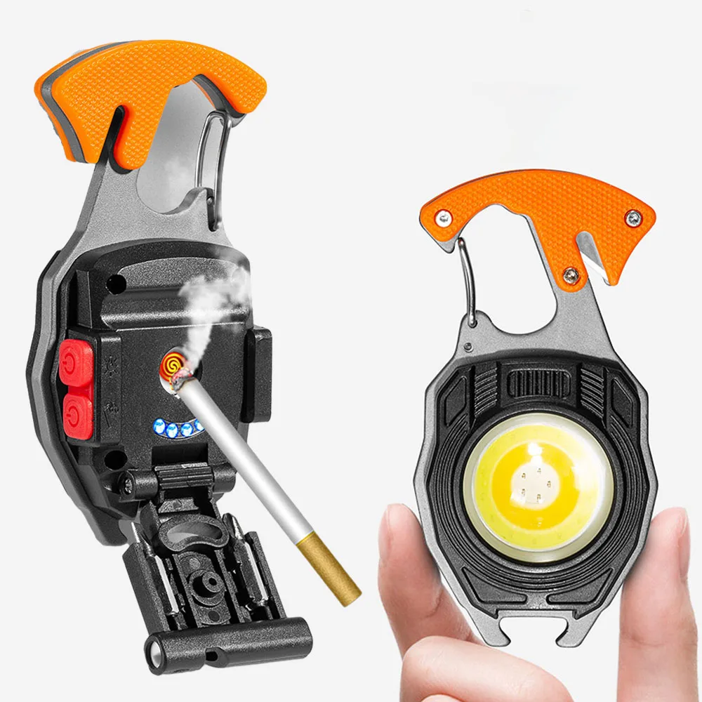

Portable Outdoor mini compact tool Keychain Light With Fire Starter Whistle camping flashlight