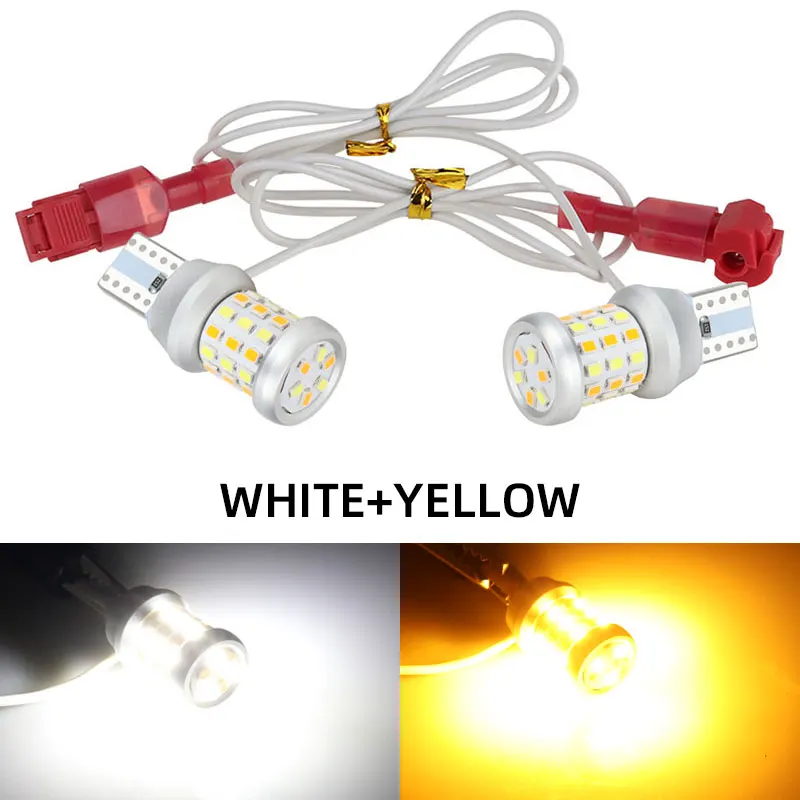 

2 шт. T15 Led W16W мотоциклетный указатель поворота 3014 54smd двухцветный задний дневной ходовой фонарь мотоцикл автомобильные аксессуары универсальные