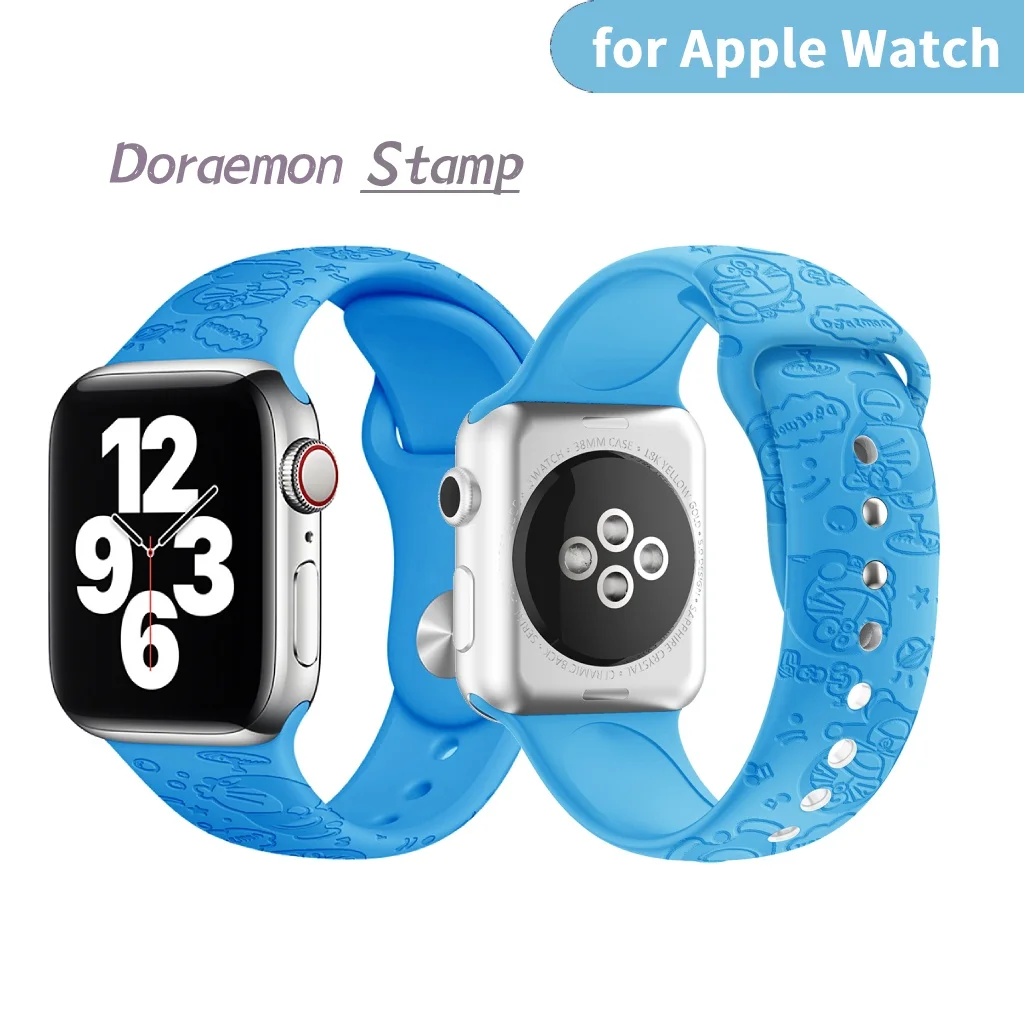 

Cartoon Silicone Loop Strap for Apple Watch Bands Series 7 6 SE Embossed Silicone Strap Watchbands for iWatch Band Bands