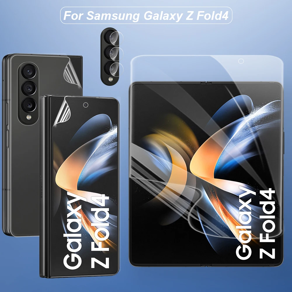 

4-в-1 Передняя камера Задняя стеклянная Гидрогелевая пленка для Samsung Galaxy Z Fold 4 ZFold4 Fold4 ZFold 4 Складная защита для экрана мягкие пленки