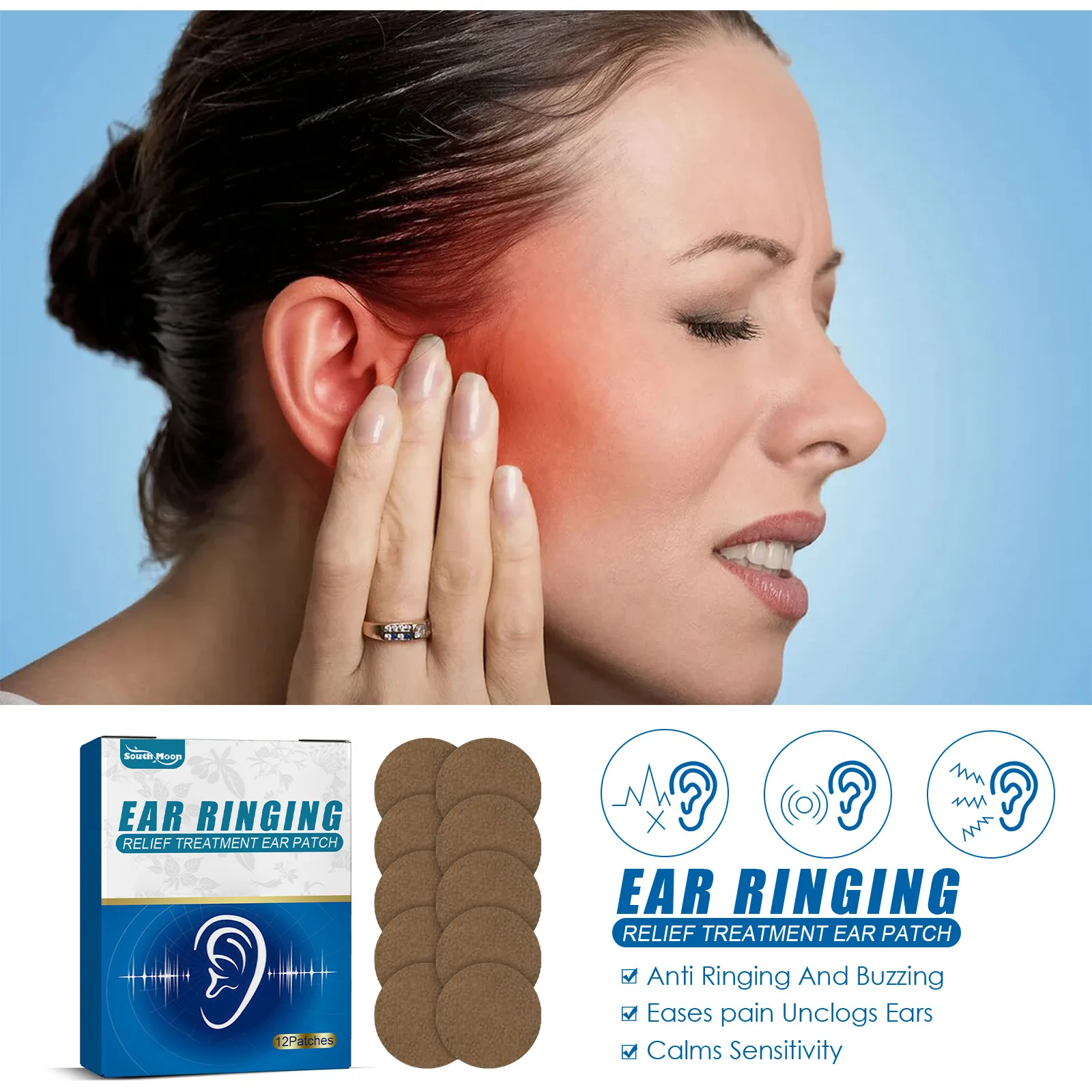 

South Moon Tinnitus Paste Relief of Tinnitus Ear Discomfort Hearing Paste er kang Paste Ear Acupoint NIN668