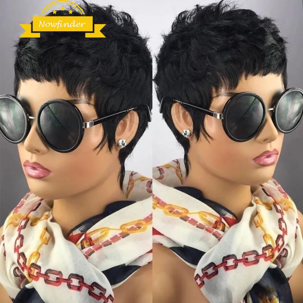 

Pixie Cut Wig Brazilian Natural Human Hair Wigs Short Bob Full Machine Wigs For Women