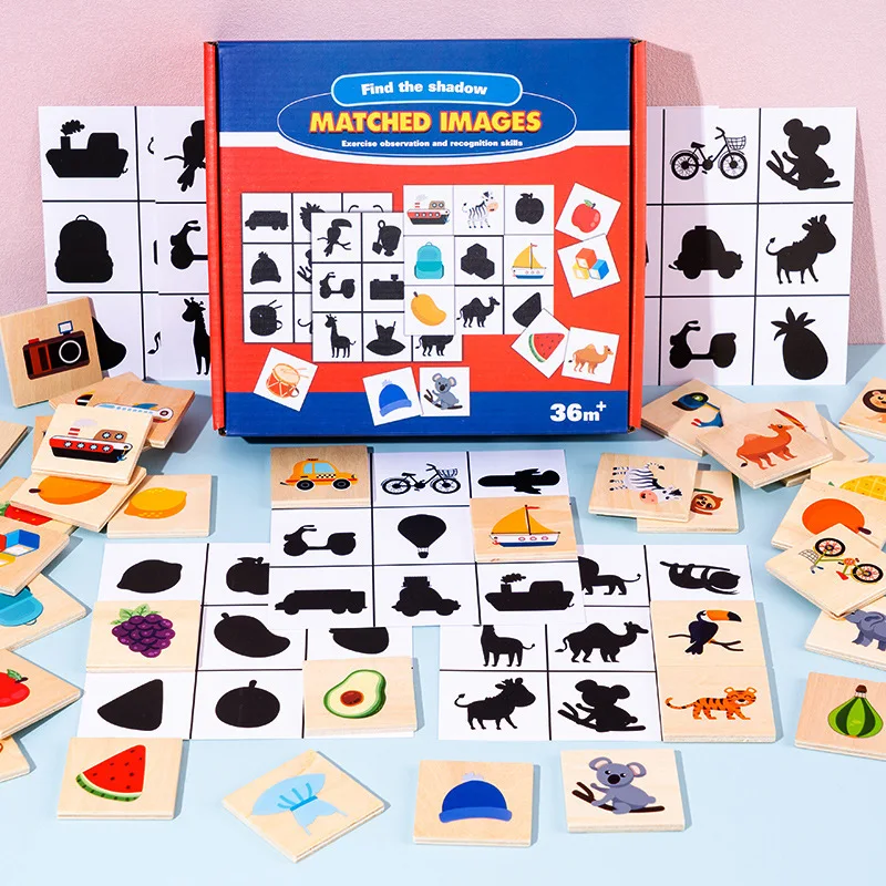 

Montessori Puzzle Game Find Shadow Matching Animal Fruit Matching Early Education Educational Children Wooden Toys