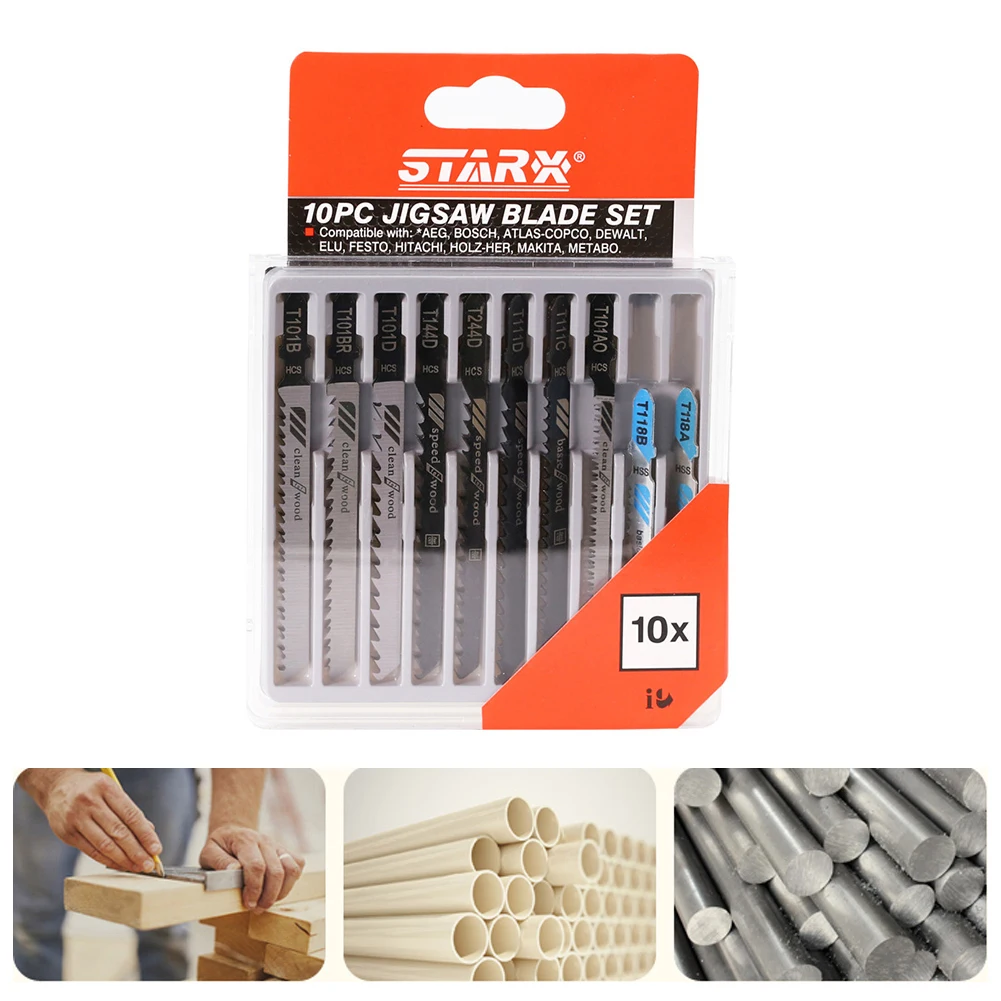 

10pcs Woodworking Reciprocating Saw Blades Sets Saber Saw Handsaw Multi Saw Blade for Cutting Wood Metal Tube DIY Power Tools