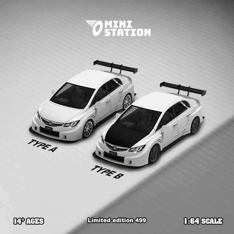 

PreSale Mini Station 1:64 Honda Civic FD2 White TypeA / TypeB Die-Cast Car Model Collection Miniature