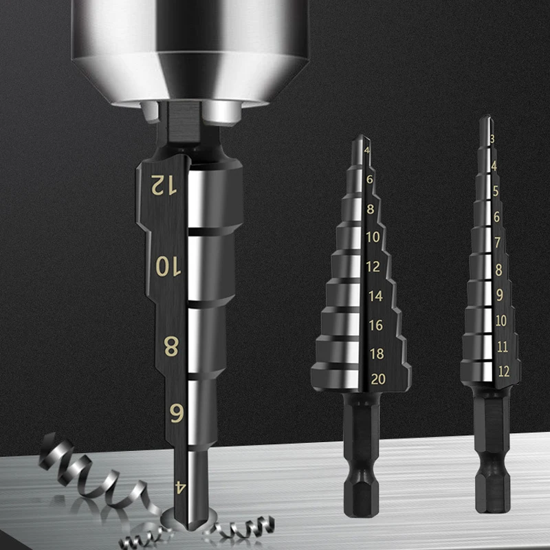 Черные ступенчатые сверла из быстрорежущей стали 4-12 мм 4-20 сверло с титановым