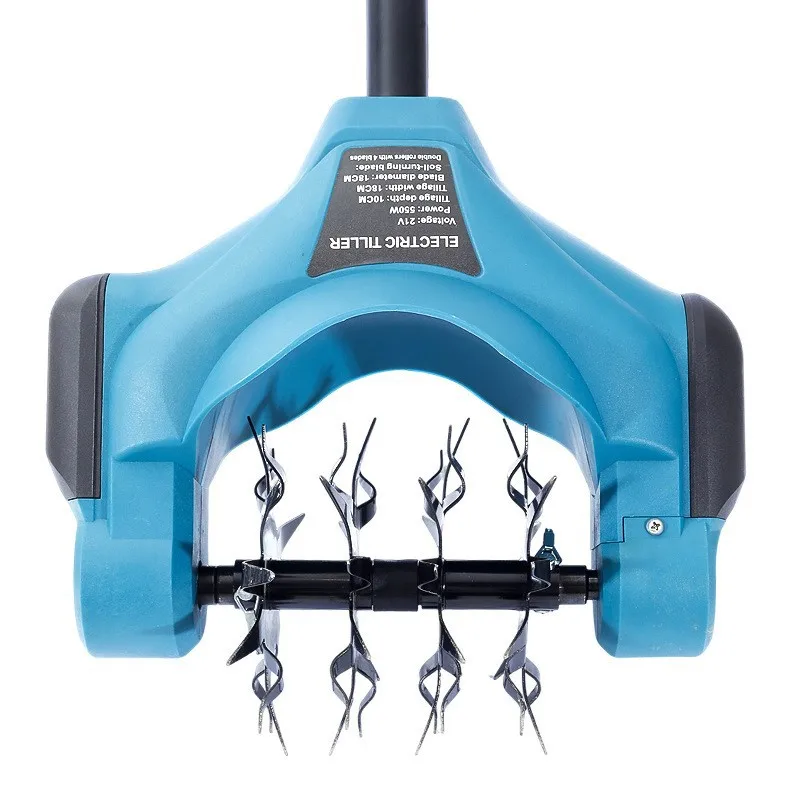 Фото 21В Бесщеточный высокомощный двухножевой электрический культиватор для рыхления почвы, для садоводства и огорода, для копания и перекопки земли №2