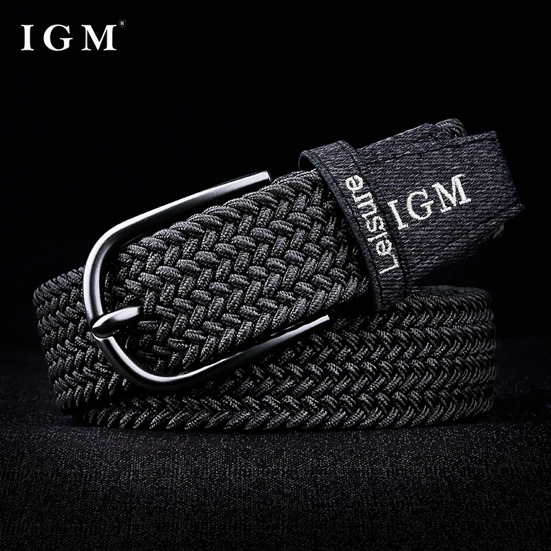 IGM Adjustable Personalized Woven Elastic Belt Men's Canvas Belt Student Versatile Jeans Belt