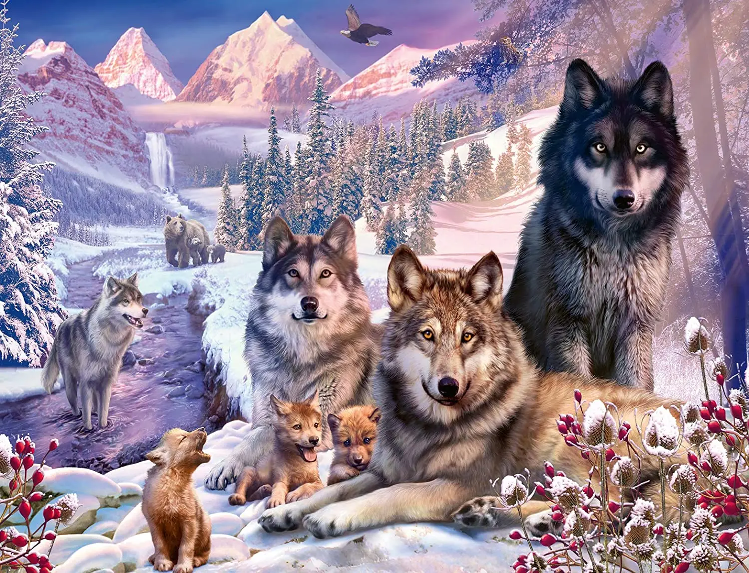 

Wolf family snow day Jigsaw Puzzle Toy Puzzle game unique Home Decorations and Gifts homeschool supplies educational