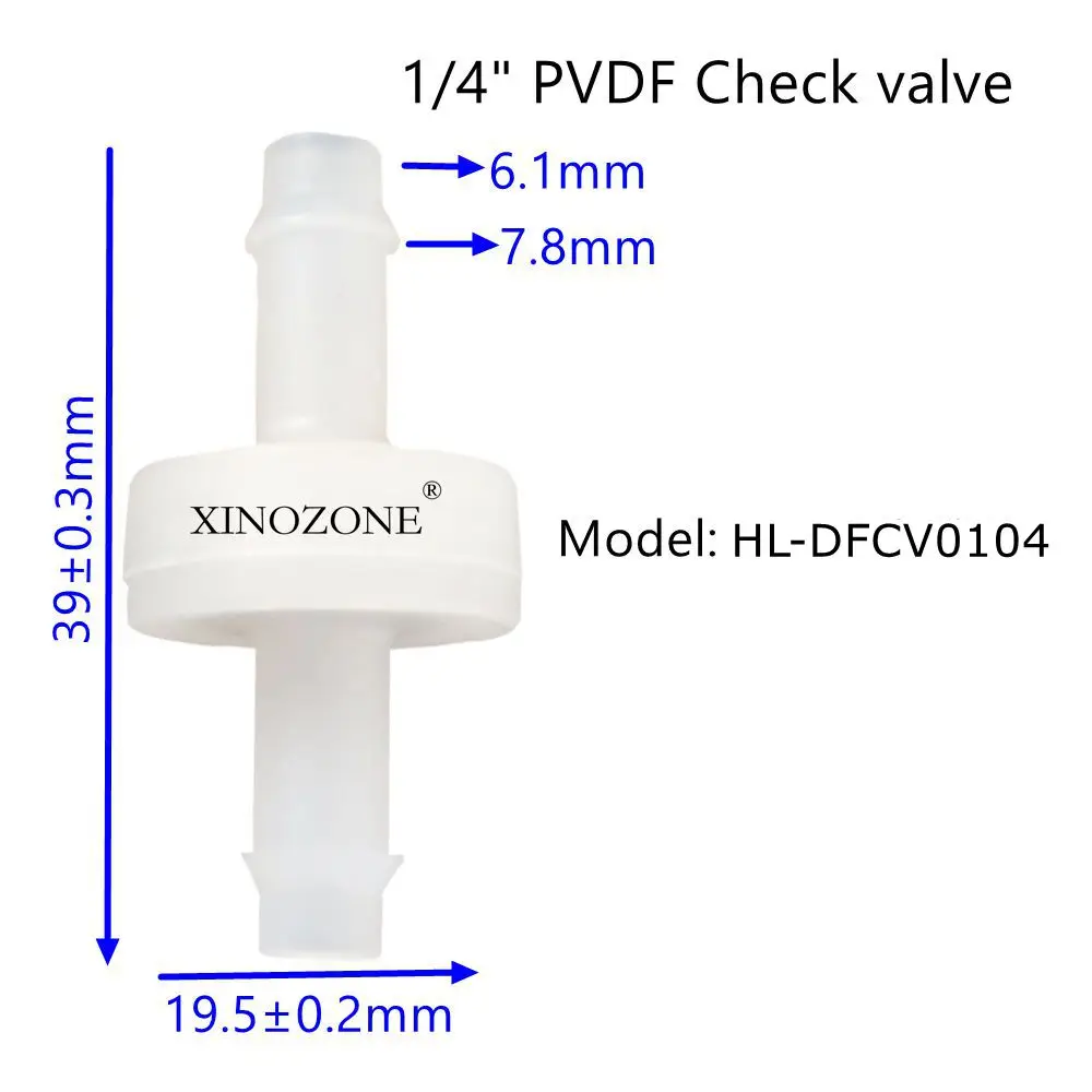 

1/4 "пластиковый обратный клапан, озонирующий клапан, невозвратная диафрагма OD 6,5 мм, материал PVDF HL-DFCV0416