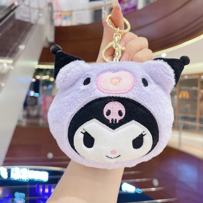 

Kuromi Plush Keychain Bag Kawaii Sanrio Cartoon My Melody Coin Storage Purse Cinnamoroll Student Backpack Pendant Girls Gifts