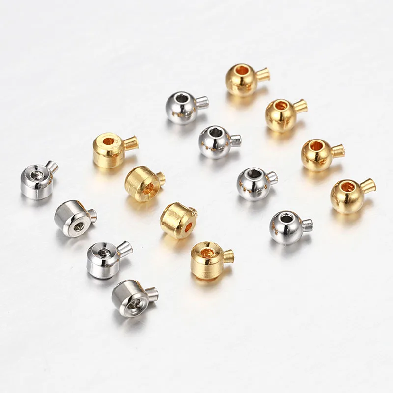 10pcs Crimp & End Beads Round Crimping fit Beading Cord Stopper Spacer Bead for Jewelry Making Accessories DIY Findings Wholeale