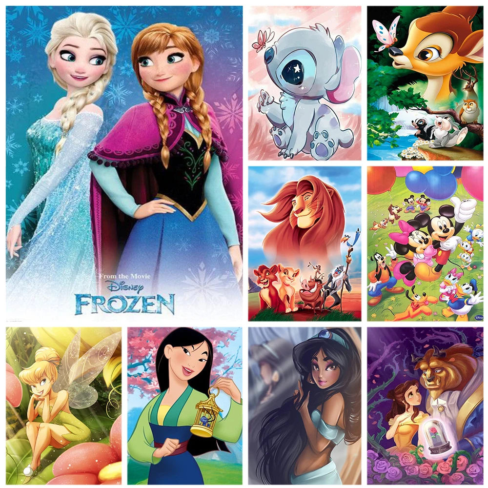 

Disney 5D Diamond Painting Cartoon Ice Princess Round Mosaic Diamond Embroidery Cross Stitch Kits Home Decoration Craft