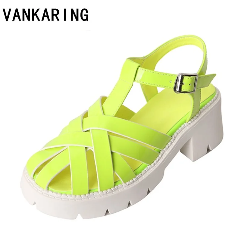 

new summer casual style leather beach sandals narrow band roman high heels shoes women sandals platform buckle party dress shoes