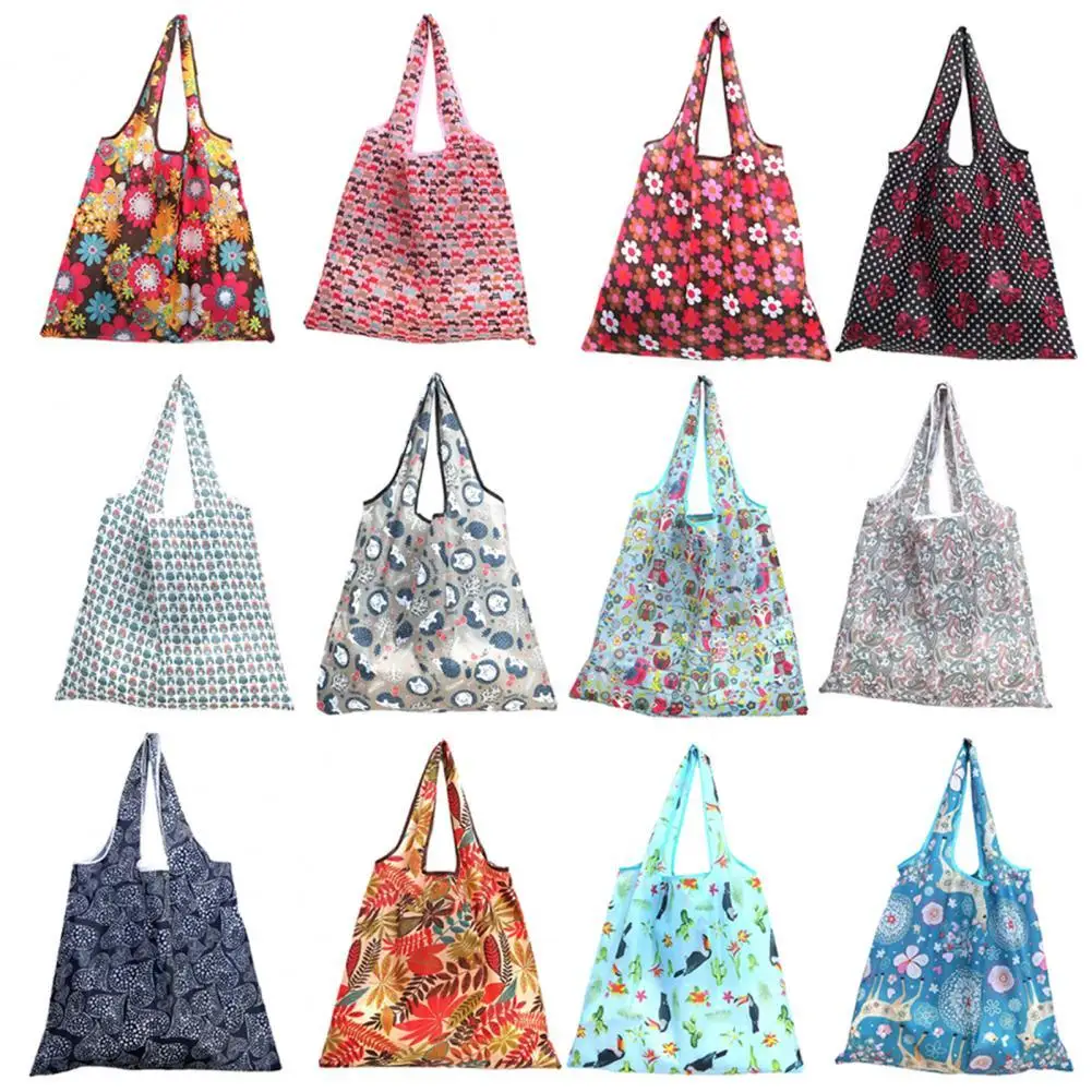 

Foldable Shopping Bag Reusable Eco Bags For Vegetables Grocery Package Women's Shopper Bag Large Handbags Tote Bags Pocket Pouch