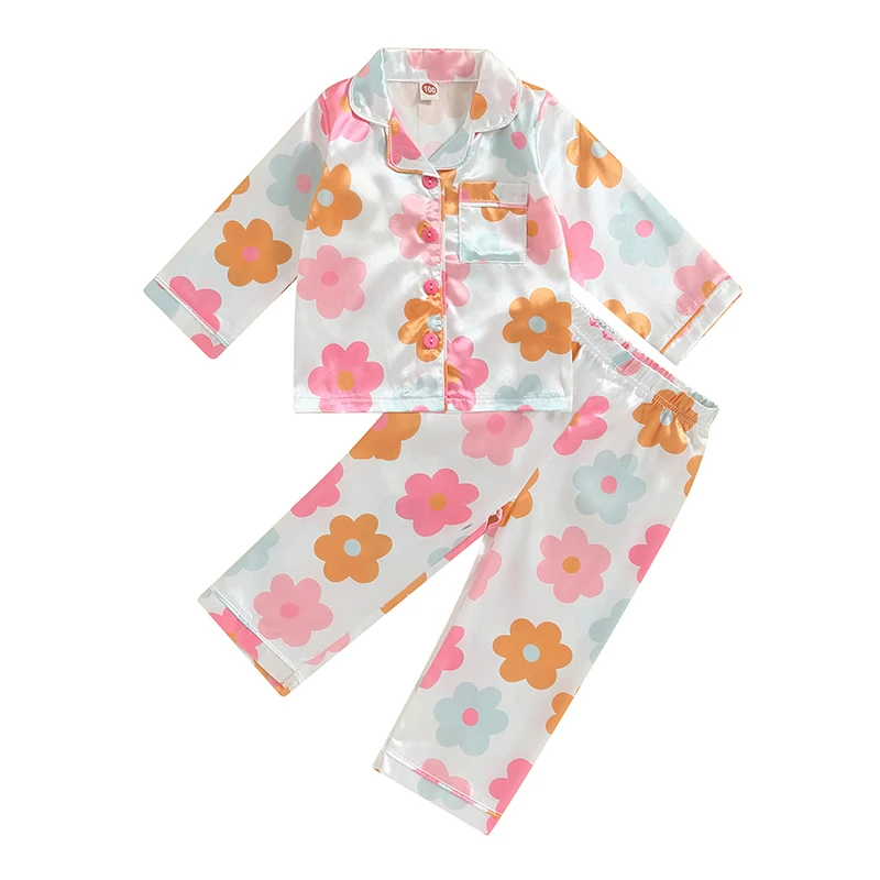 

Пижамный комплект для мальчиков и девочек 1-6 лет, одежда для сна с принтом медведя, Топ с длинным рукавом и лацканами, длинные штаны, детская одежда для сна на пуговицах, Pjs