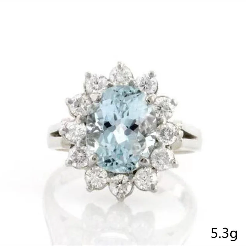 

Milangirl Luxury Oval Crystal SunFlower Zircon Rings for Women Elegant Party Wedding Finger Charm Wedding Ladies Rings Jewelry