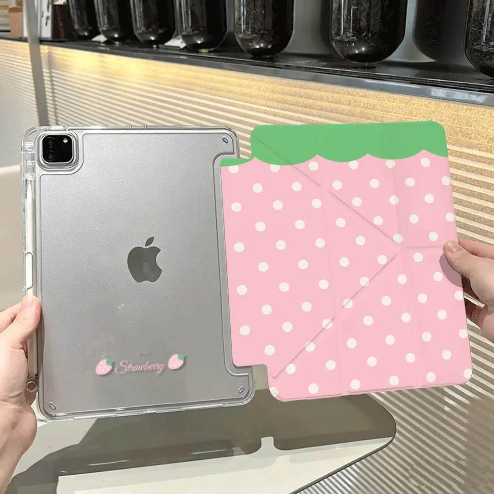 Фото Новый чехол для планшета с клубничным принтом в горошек для iPad Pro 11, 12.9, 13 (M4, M5), 9.7, 10.2 (5/6/7/8/9 поколений), 11-го поколения, Mini, Air 3, 4, 5, 6, 7. №1