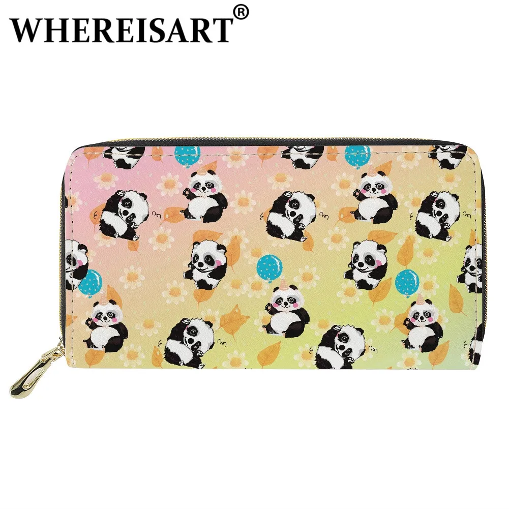

Дизайнерский кошелек для женщин с милой пандой и собаками, заказной клатч, повседневный кошелек для денег и карт, Женский кошелек из искусст...