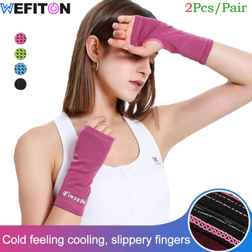 

2Pcs/Pair Cooling Wristband Sweatband Sports Mesh Anti-Skid Wrist Wrap Sweat Bands for Women Gym Yoga Volleyball Sports Supplies
