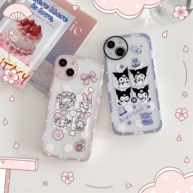 

Чехол в стиле аниме Sanrio Kuromi My Melody мобильный телефон, милый мультяшный чехол для iPhone 14 13 12 11 Pro Max, защитный чехол, игрушка для девочек, подарки