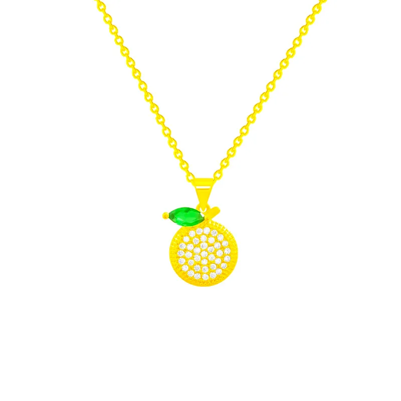 

Lemon Orange Apple Fruit Plant Zircon Chain Pendant Necklace Nimble Mother's Day Woman Wedding Family Friend Jewelry