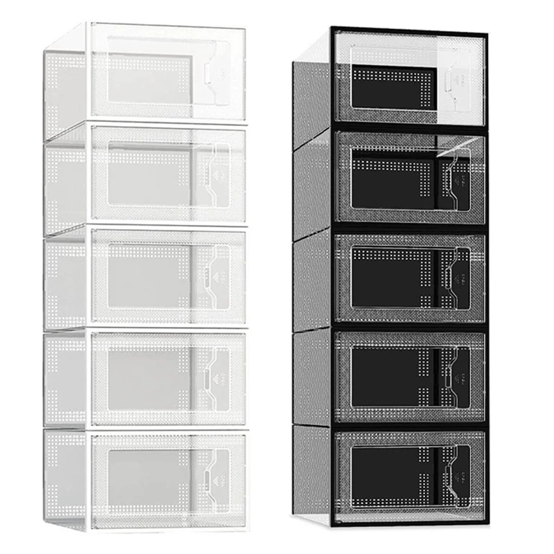 

5 Piece Transparent Shoe Box Storage Box Transparent Shoe Cabinet Online Celebrity Shoe White