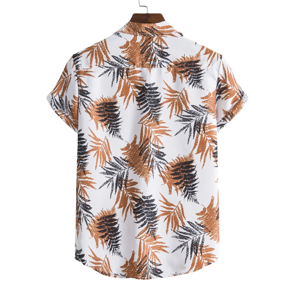 Men's Hawaiian Shirts Fashion Casual Button Print Tops Beach Short Sleeve Quick Dry Blouse M-3XL