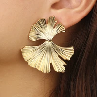 fashion bohemian stud gold color ginkgo leaf shape drop earrings for women statement earring accessories 2022