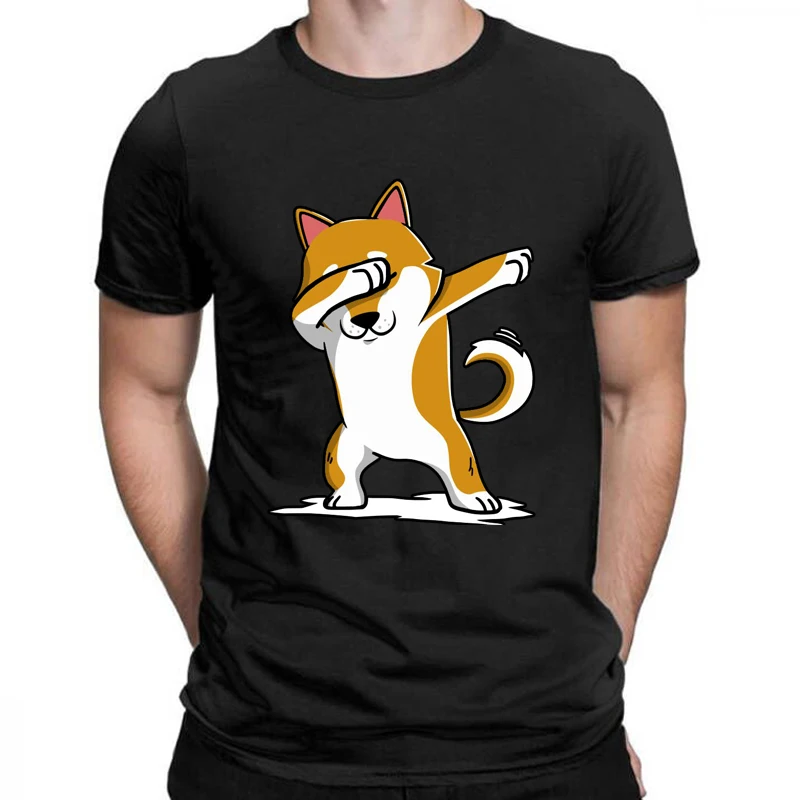 

Футболка унисекс Dabbing с изображением Сиба-ину, Мужская Уличная одежда с забавным мультяшным принтом собаки, футболка в стиле Харадзюку