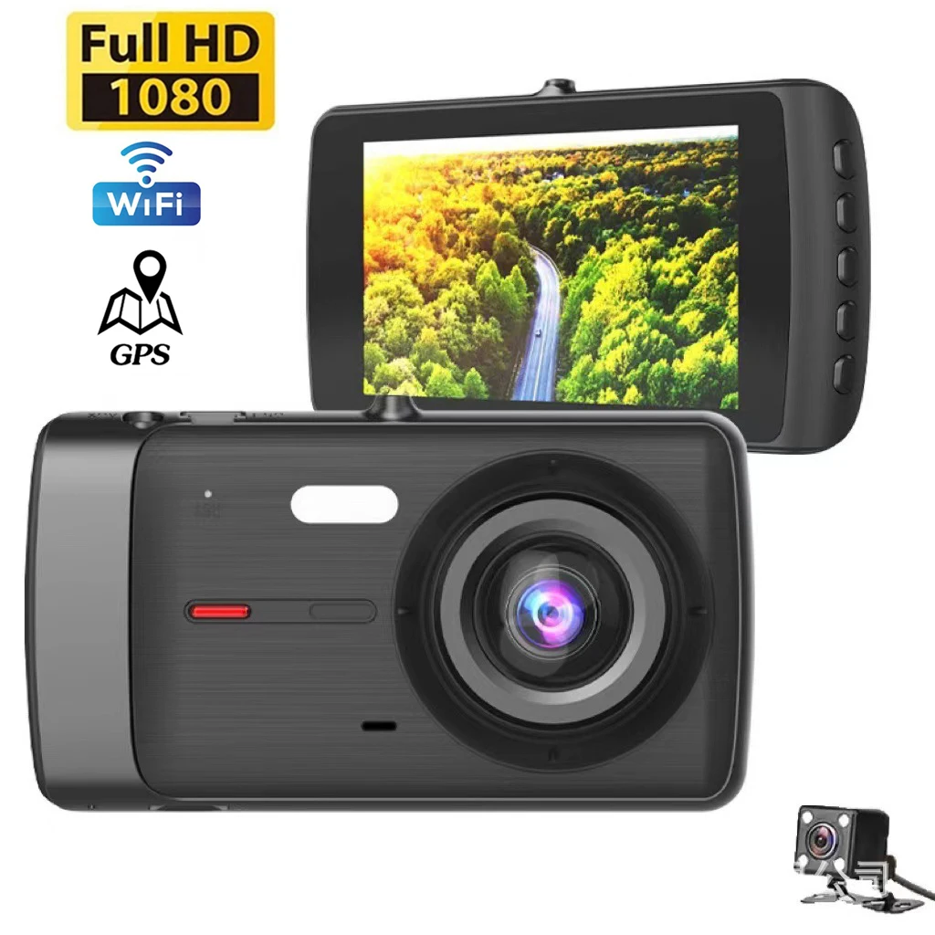 

Автомобильный видеорегистратор, Wi-Fi, 4,0 дюйма, Full HD, 1080P