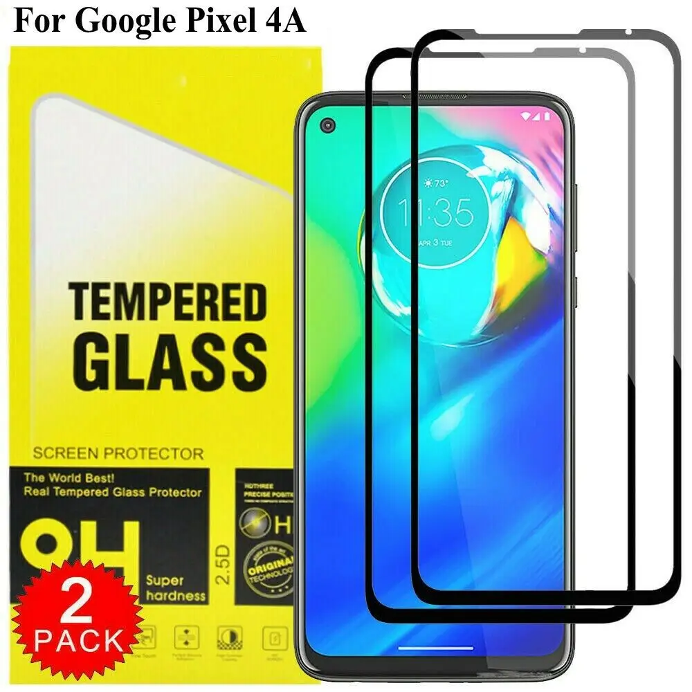 2pcs Tempered Glass  for For Google Pixel 4a  Screen Protectors Black Edge Full Coverage Film Screen Protectors Full Cover